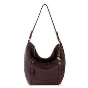 The Sac Sequoia Brown Leather Hobo Bag, Detachable Keychain with Charms